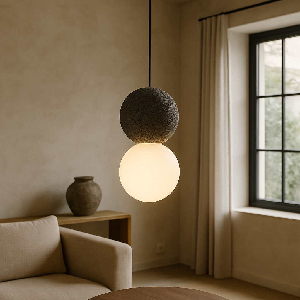 Onyxa stone-effect dome pendant light