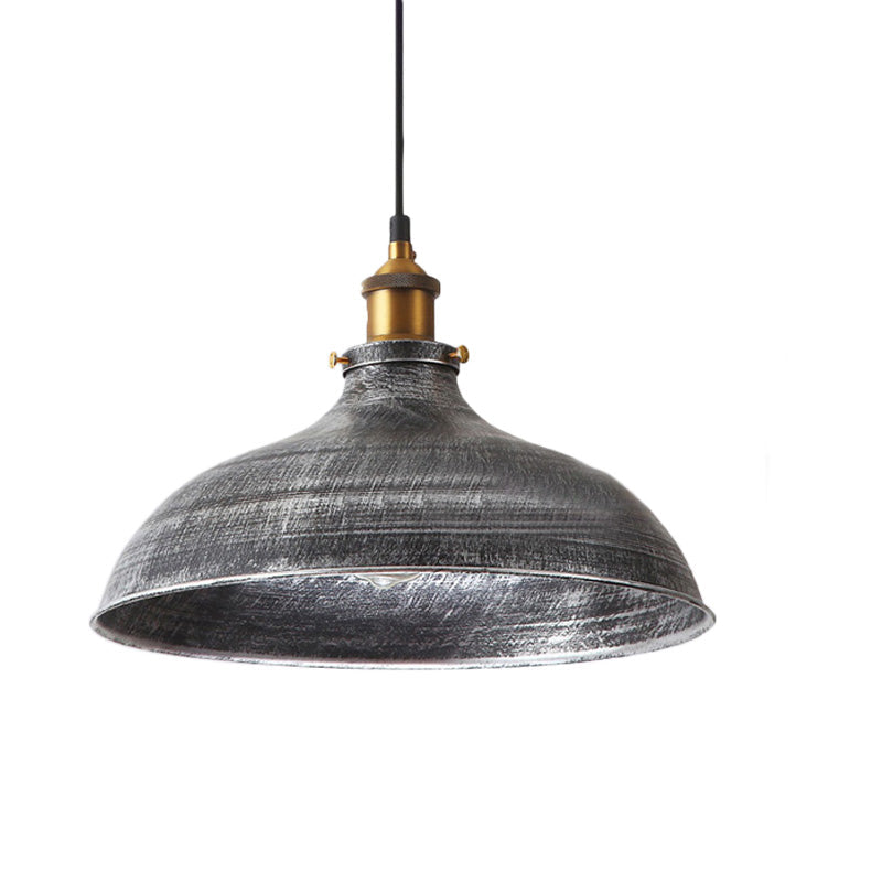 Halden grey metal pendant lamp on a white background
