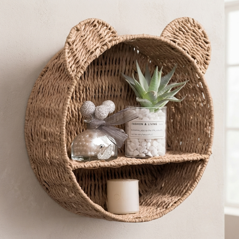 Nook rattan animal wall shelf