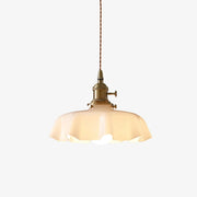 Amelie scalloped cream glass pendant light on a white background