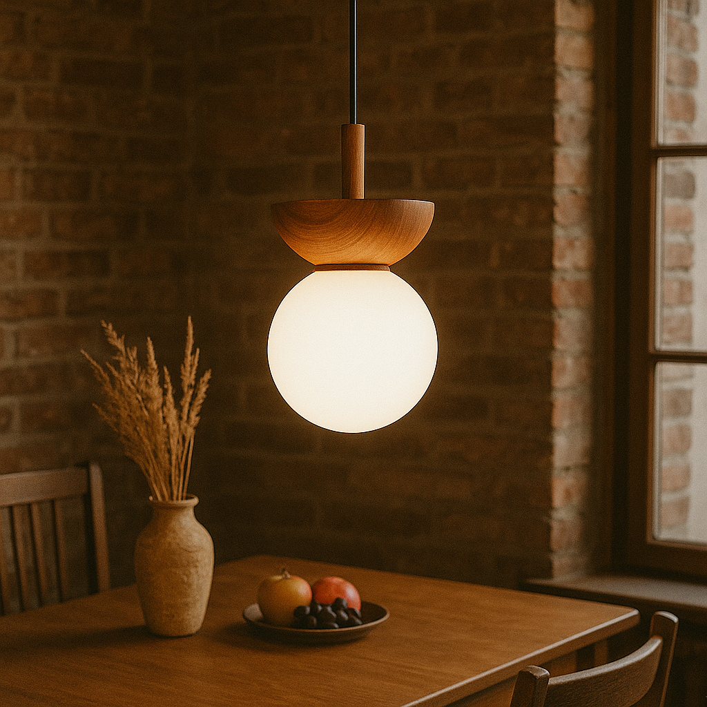 Kanso pendant light shown over a dining table