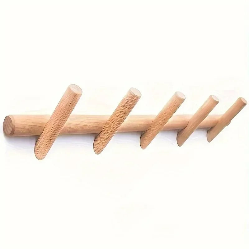 Ashby solid oak wall coat rack on a white background