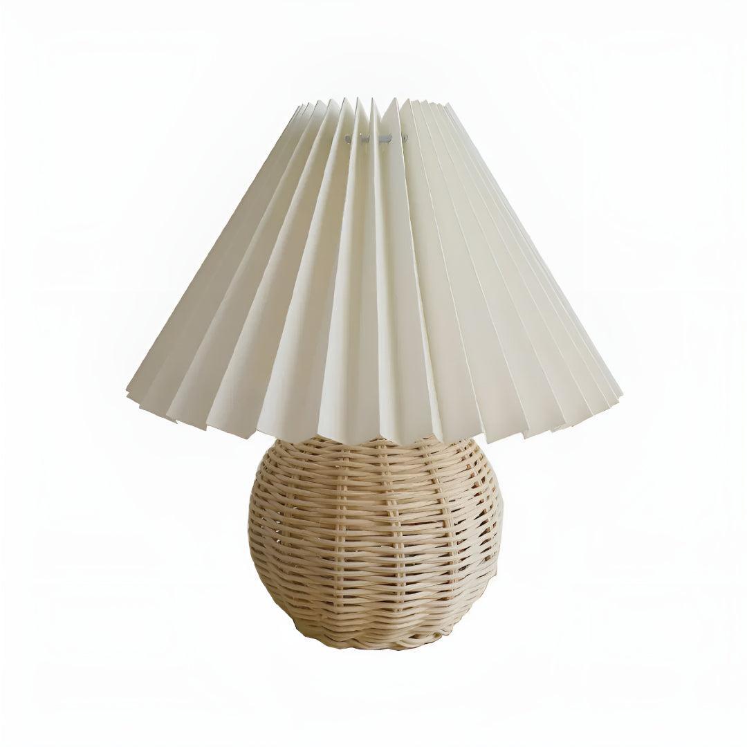 Rilla woven rattan table lamp on a white background