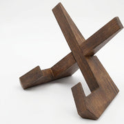 Verso wooden cookbook and tablet stand on a white background