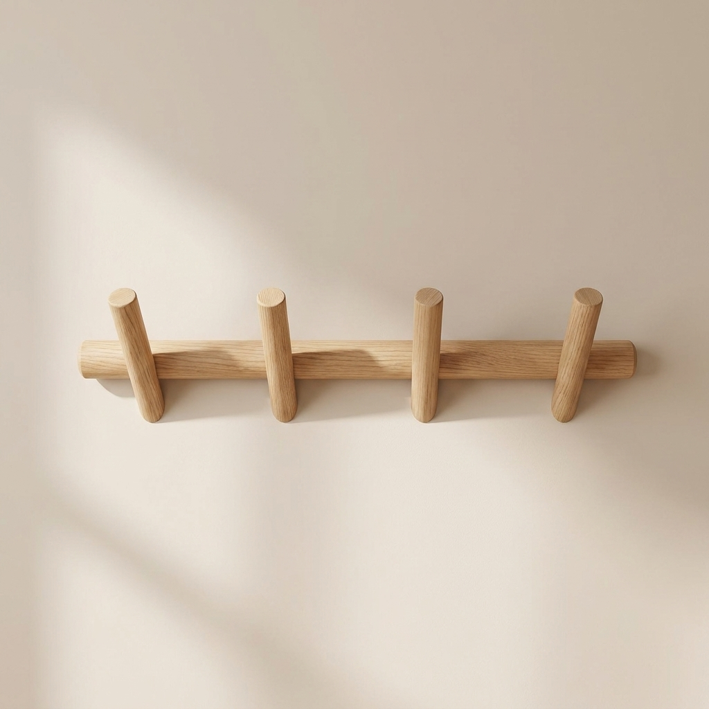 Ashby oak coat rack mounted in an entryway